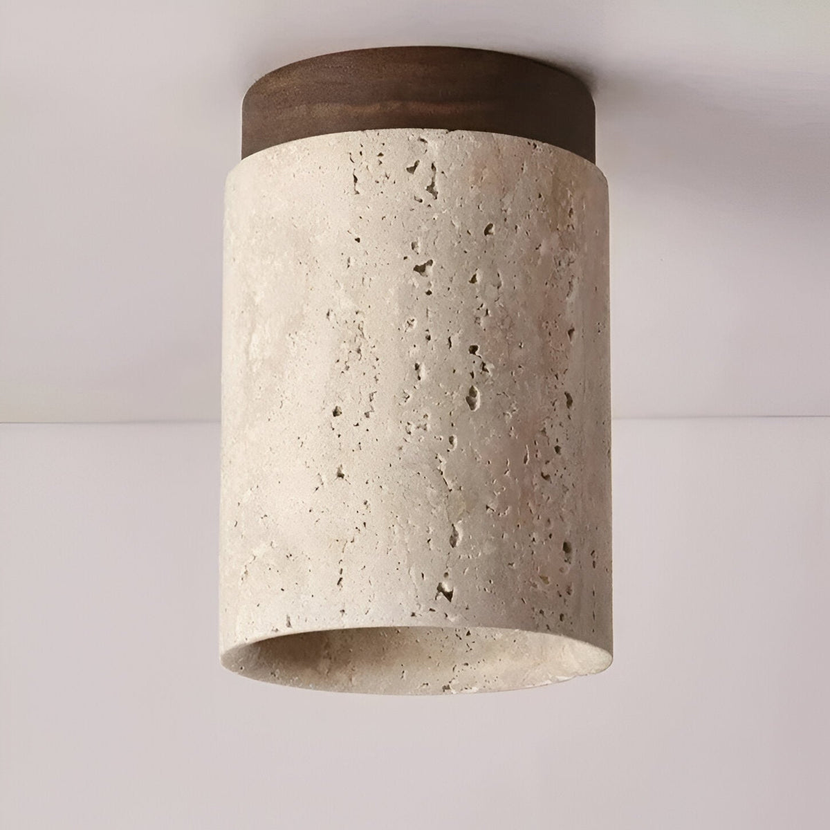 Foco de techo LED cilíndrico de travertino elegante de 1 luz