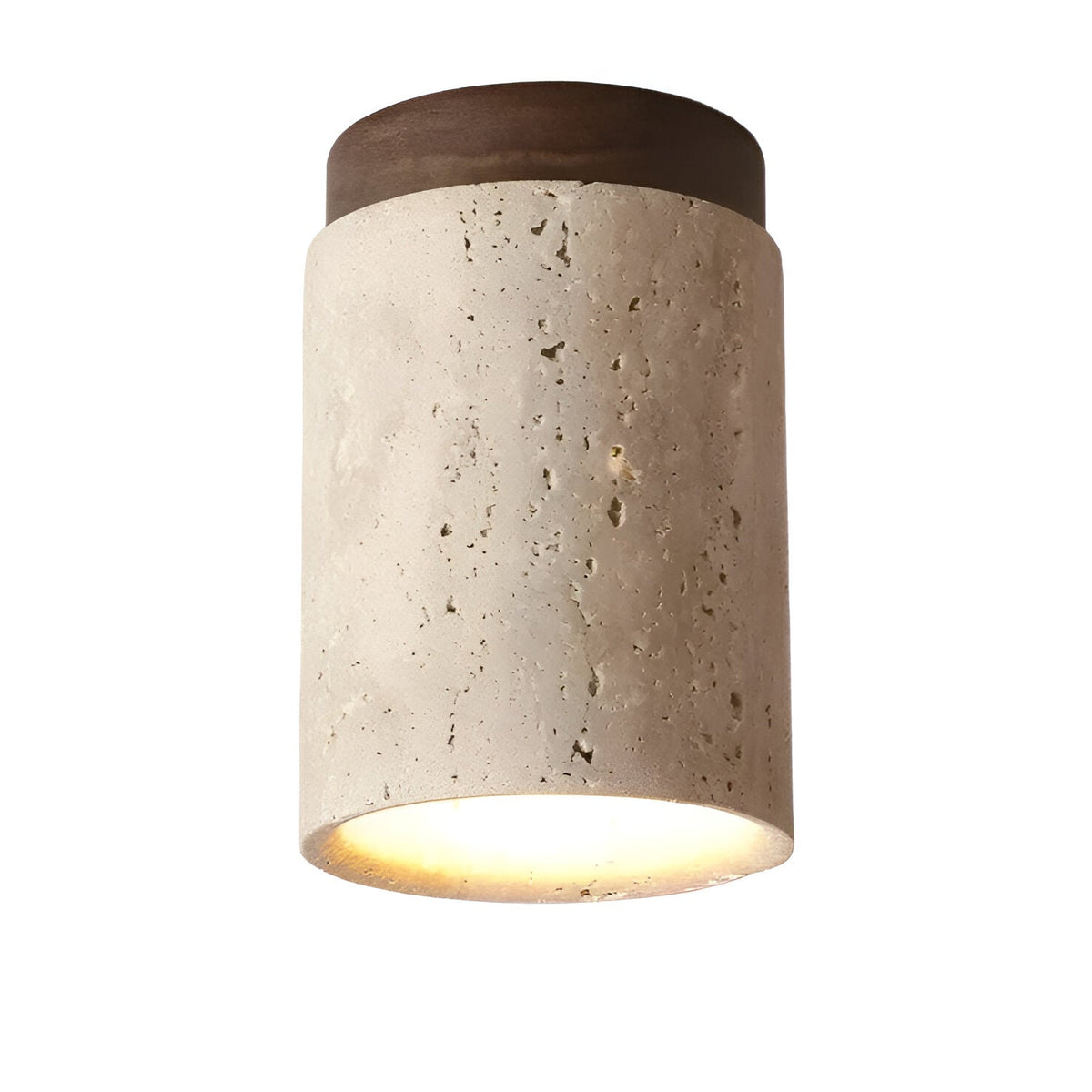 Foco de techo LED cilíndrico de travertino elegante de 1 luz