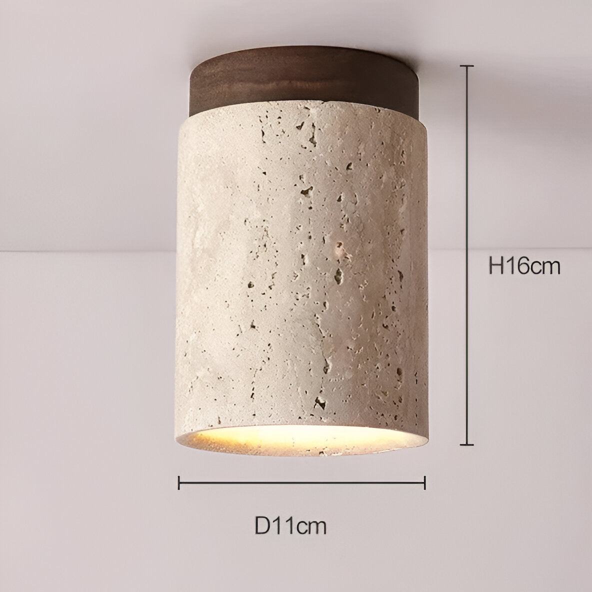 Foco de techo LED cilíndrico de travertino elegante de 1 luz