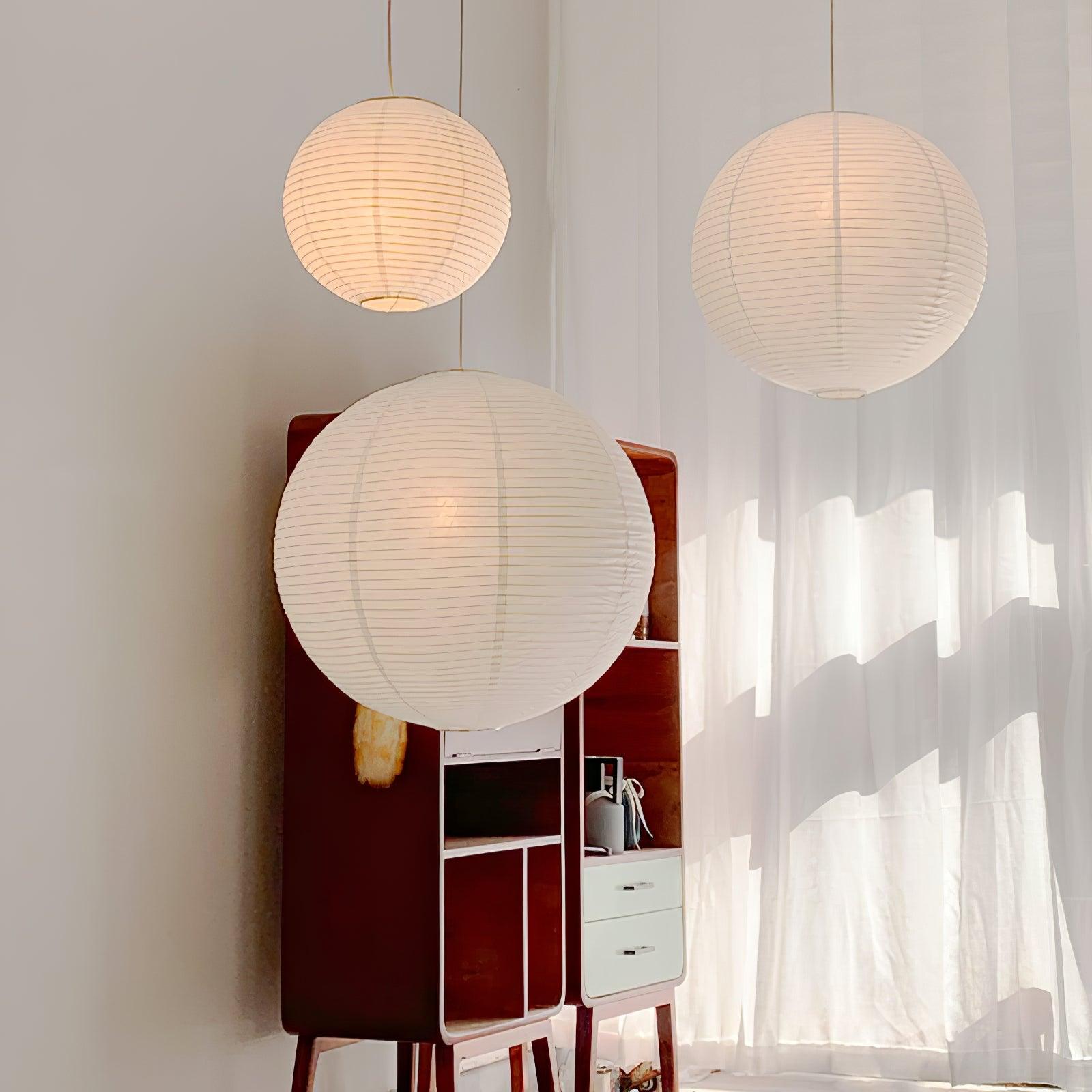 Lámpara colgante japonesa de globo de papel washi 1 luz