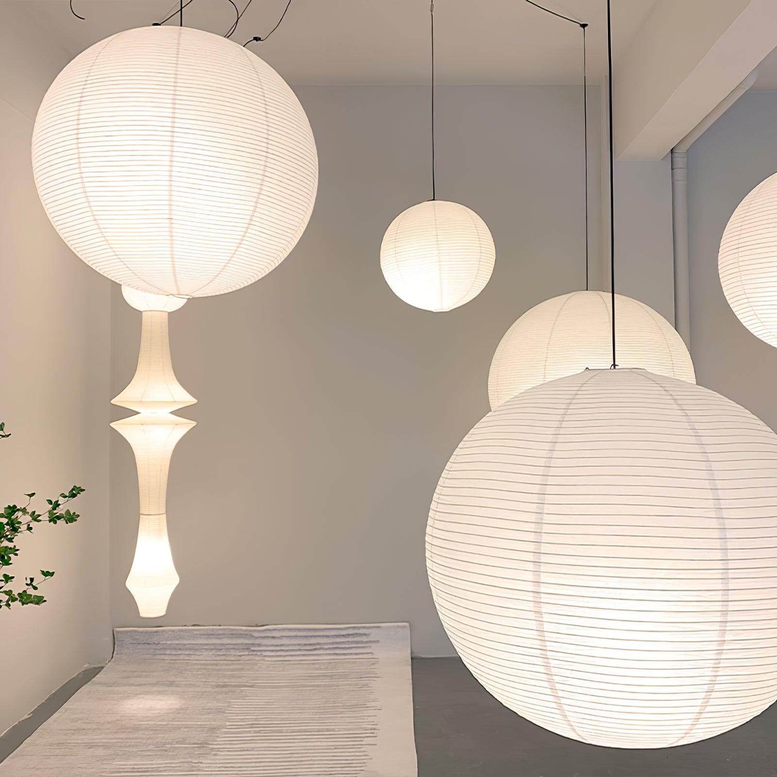 Lámpara colgante japonesa de globo de papel washi 1 luz