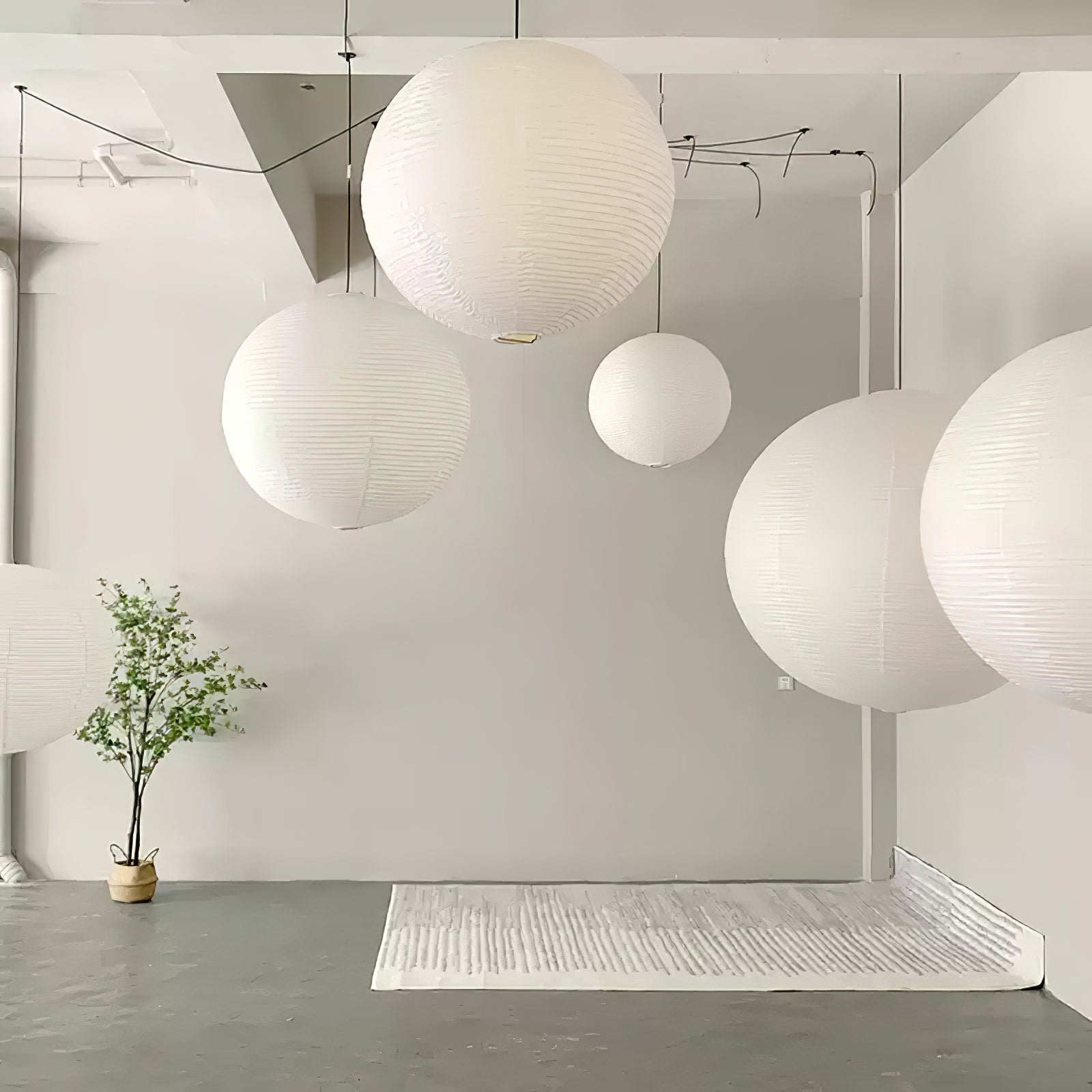 Lámpara colgante japonesa de globo de papel washi 1 luz