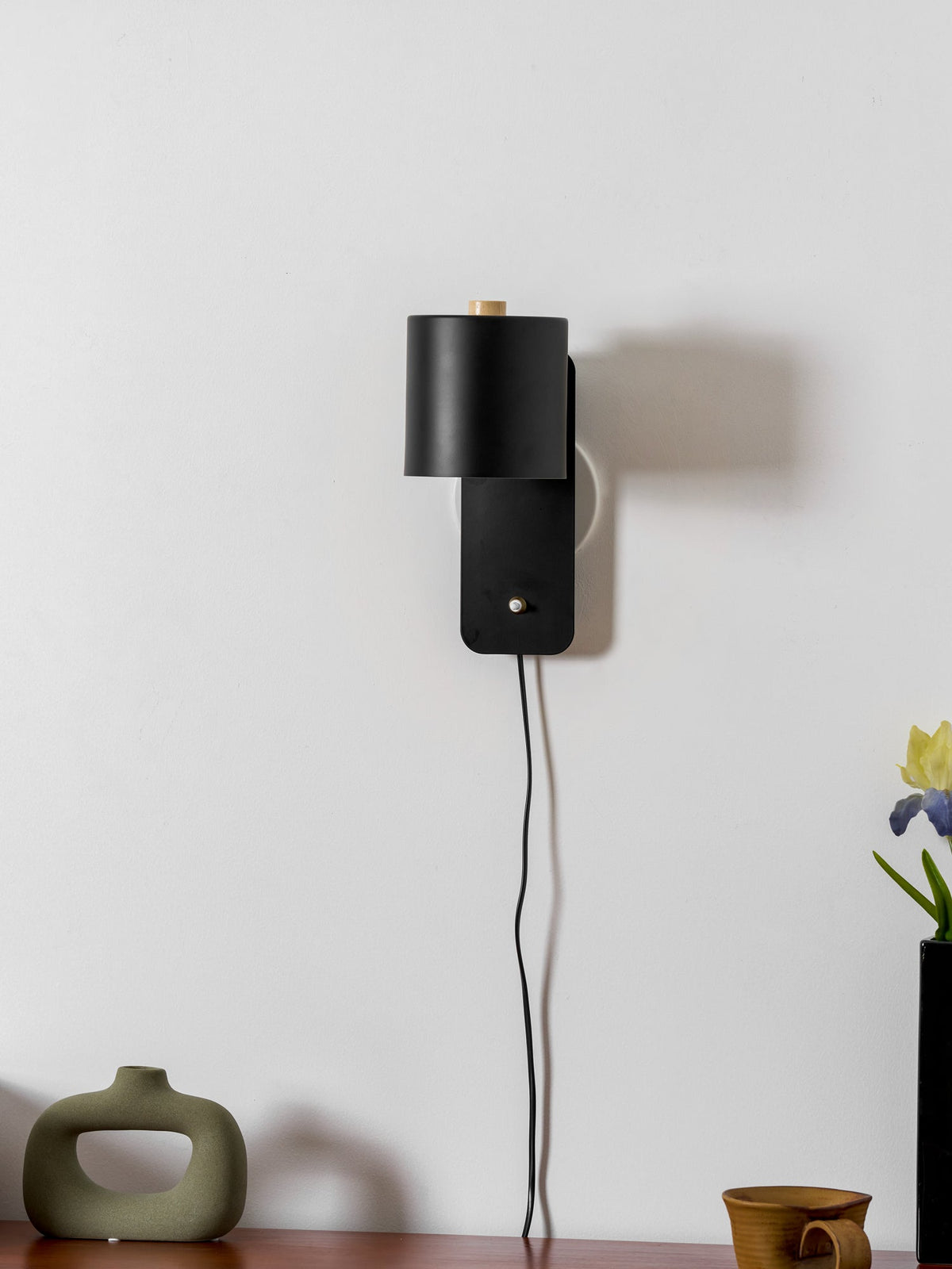 Applique da parete moderna minimalista cilindrica rotante a spina a 1 luce