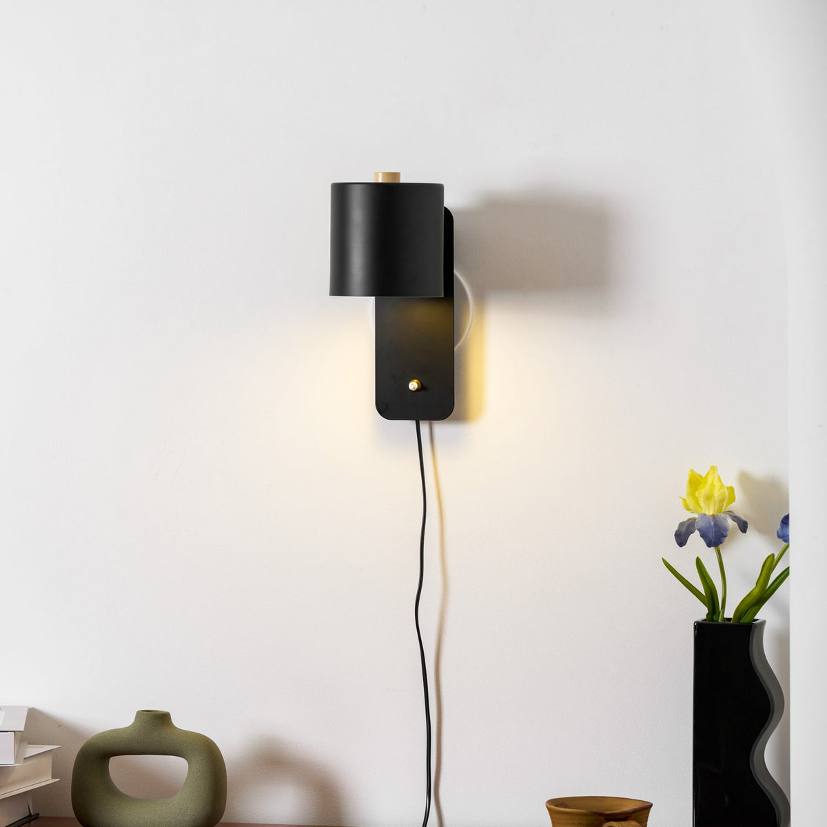 Applique da parete moderna minimalista cilindrica rotante a spina a 1 luce