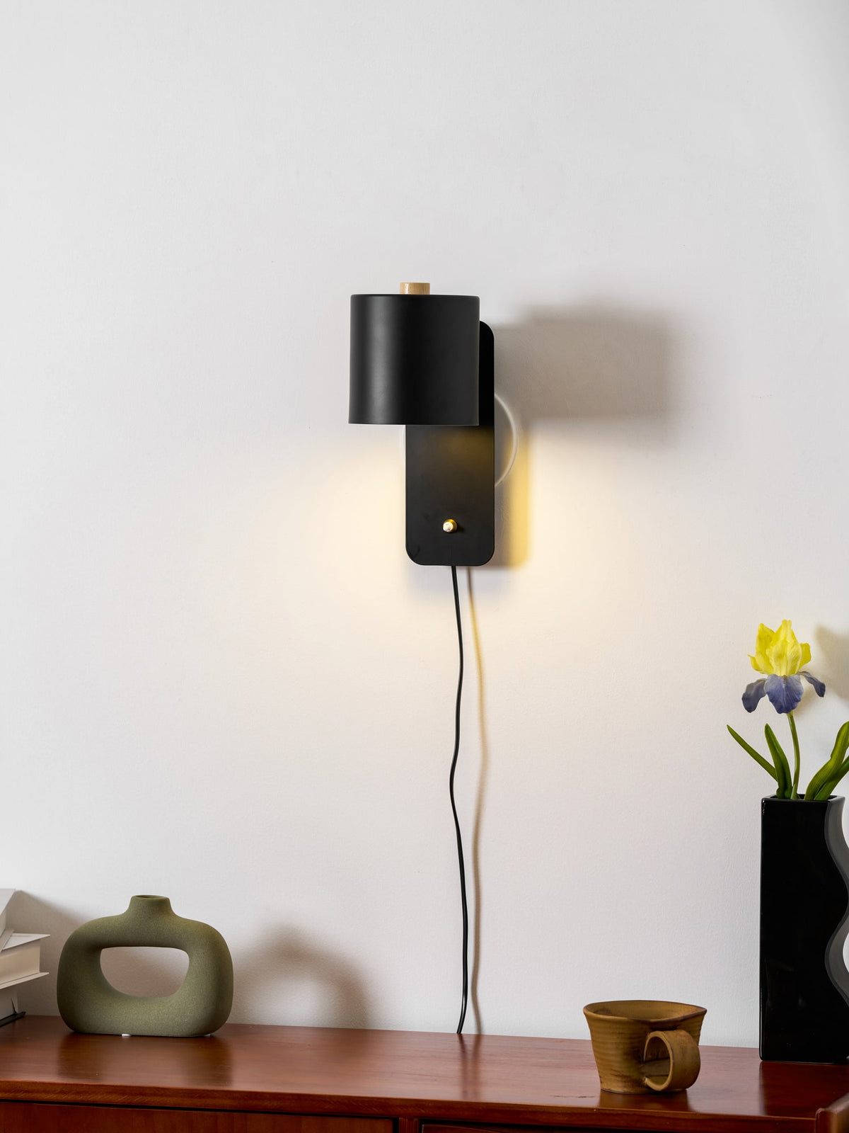 Applique da parete moderna minimalista cilindrica rotante a spina a 1 luce