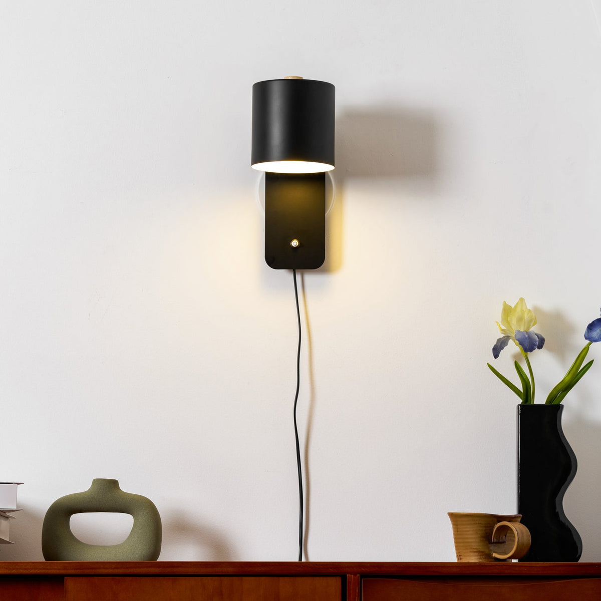 Applique da parete moderna minimalista cilindrica rotante a spina a 1 luce