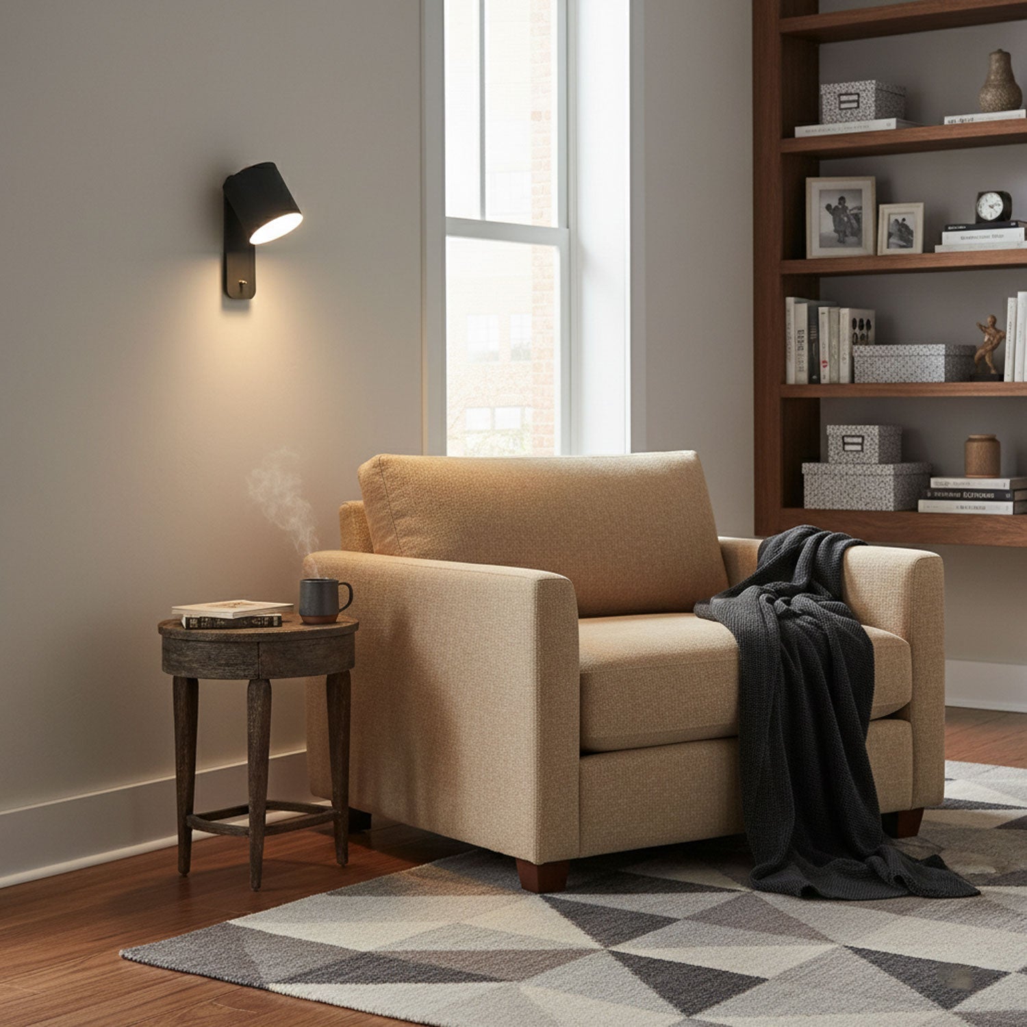 Moderne minimalistische draaibare cilindervormige LED-wandlamp, 1-licht