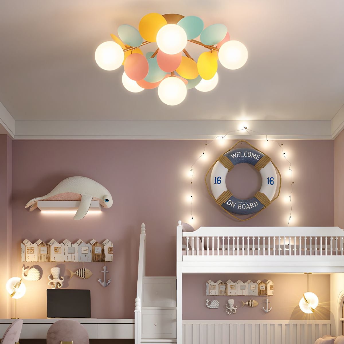 Lampada da soffitto moderna Macaron a globo con LED a 1 luce