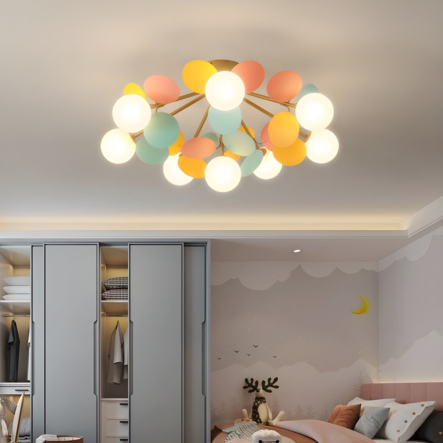 Lampada da soffitto moderna Macaron a globo con LED a 1 luce