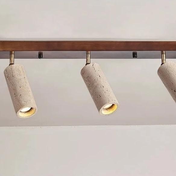 Lampada da soffitto nordica Wabi-Sabi a cilindro in travertino 3 luci