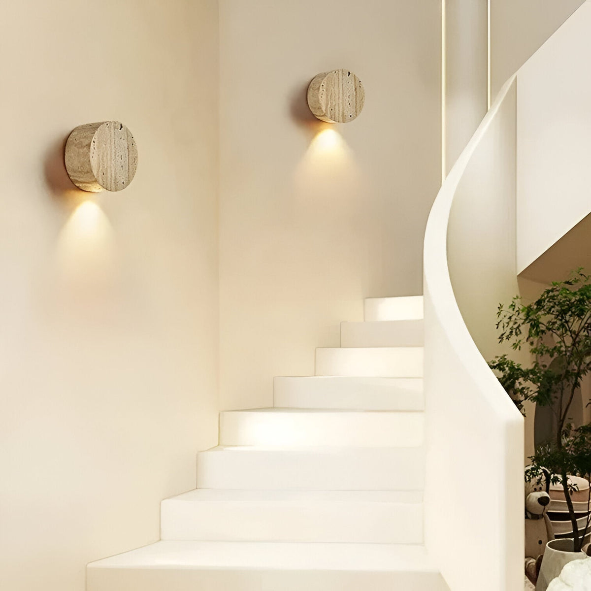 Japanische Wabi-Sabi Travertin Stein LED-Wandleuchte 1-flammig