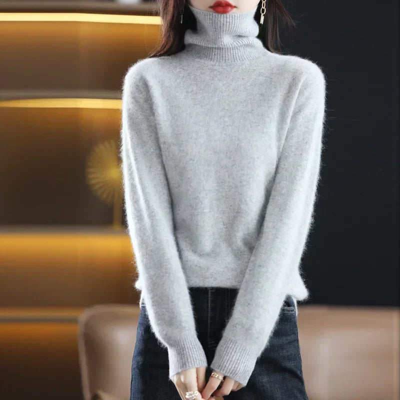 Suéter de cuello alto Nyorelle 100% cachemira para otoño e invierno
