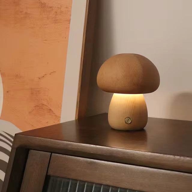 Moderne houten paddenstoel LED-tafellamp, 1-licht