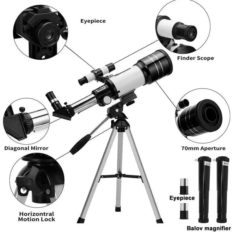 Professionelles astronomisches Teleskop 150X Zoom F30070 HD Mondbeobachtung für Anfänger