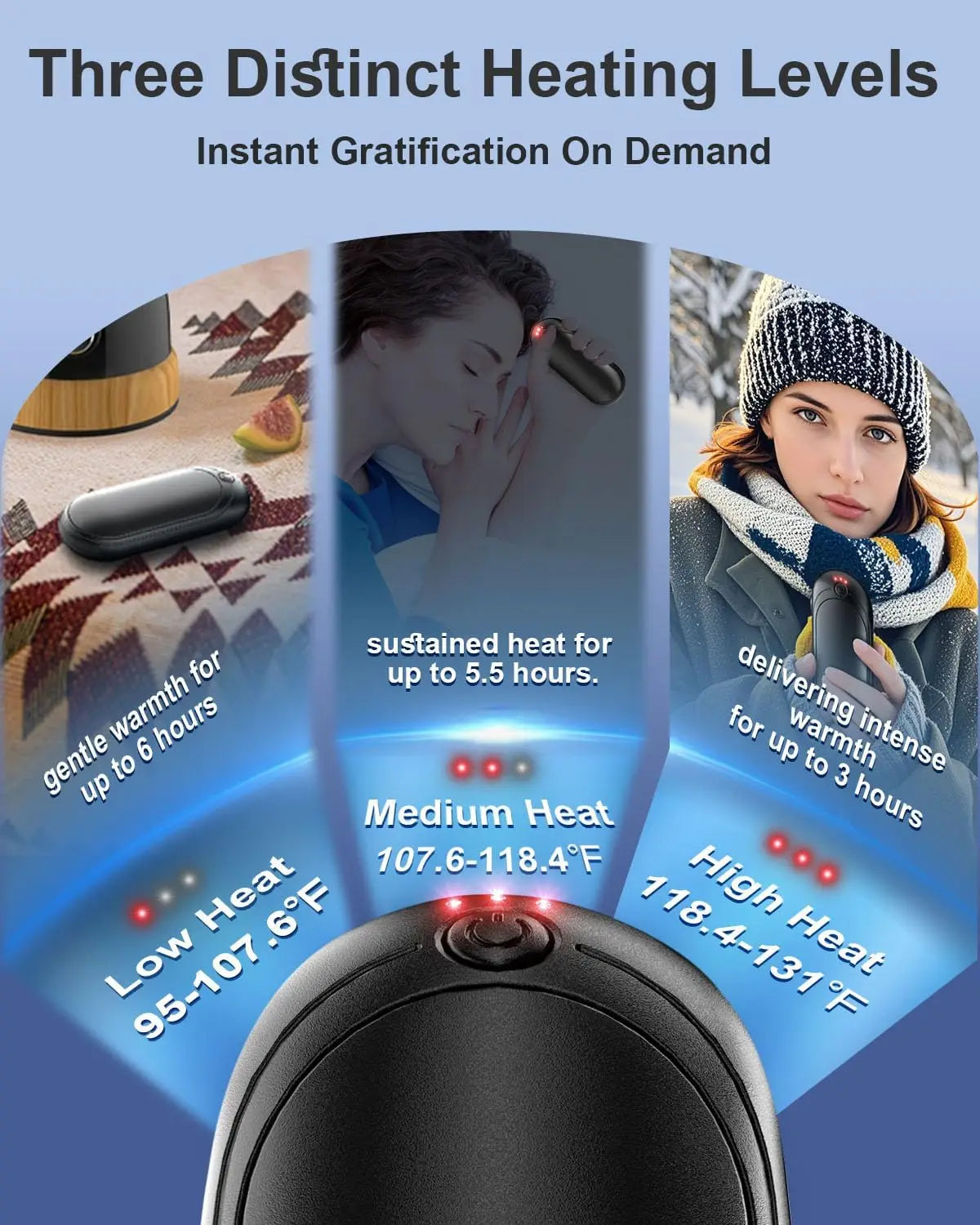 Calentadores de manos recargables de 14000mAh, paquete de 2 – Calentador portátil de bolsillo para invierno