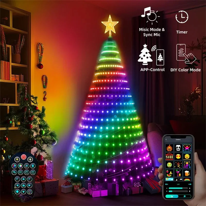 Smart RGB Christmas Tree Lights 400LED App Remote Control Indoor Outdoor Decor