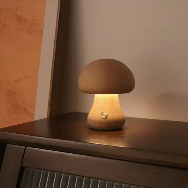 Moderne houten paddenstoel LED-tafellamp, 1-licht