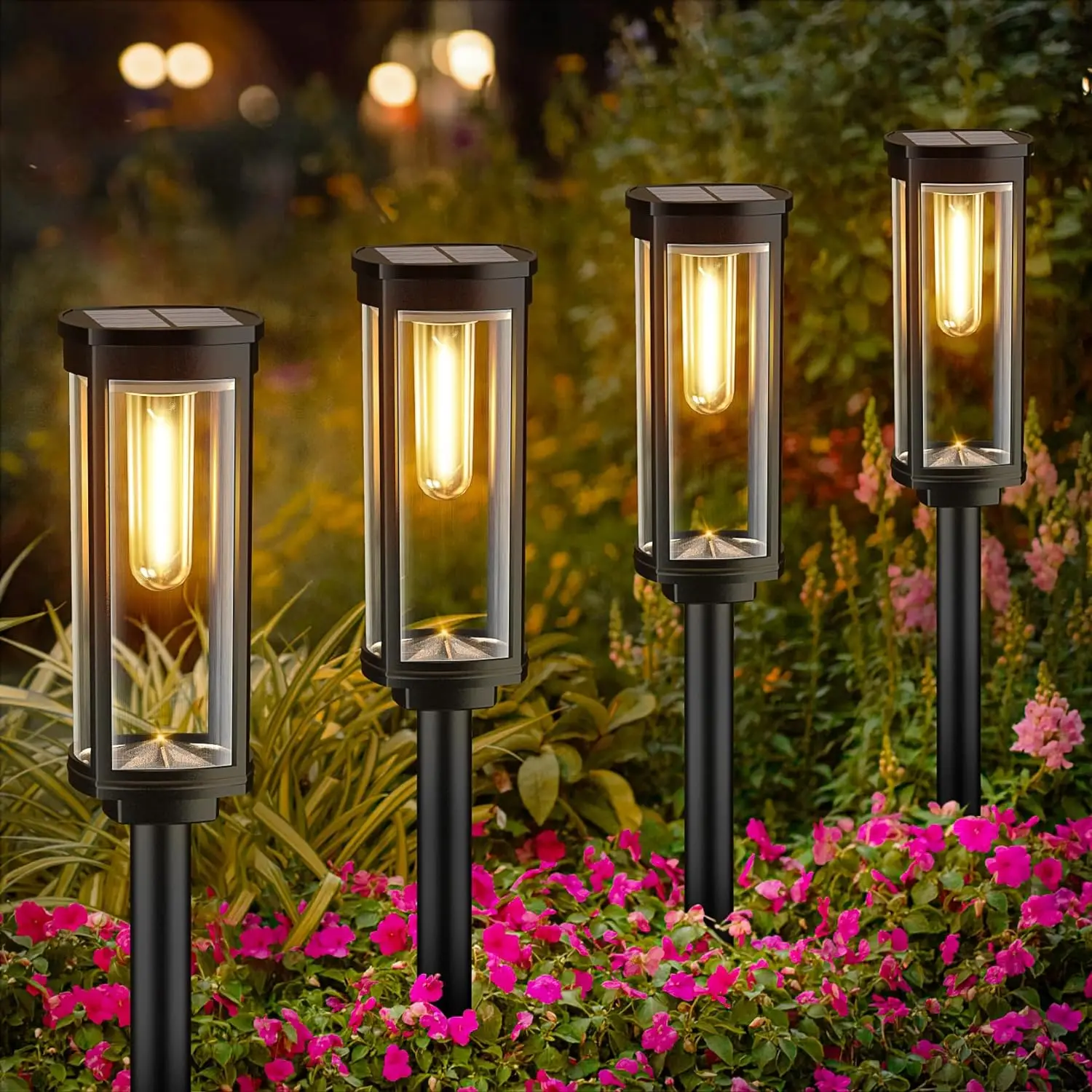 Linterna solar rectangular moderna para jardín 1 luz
