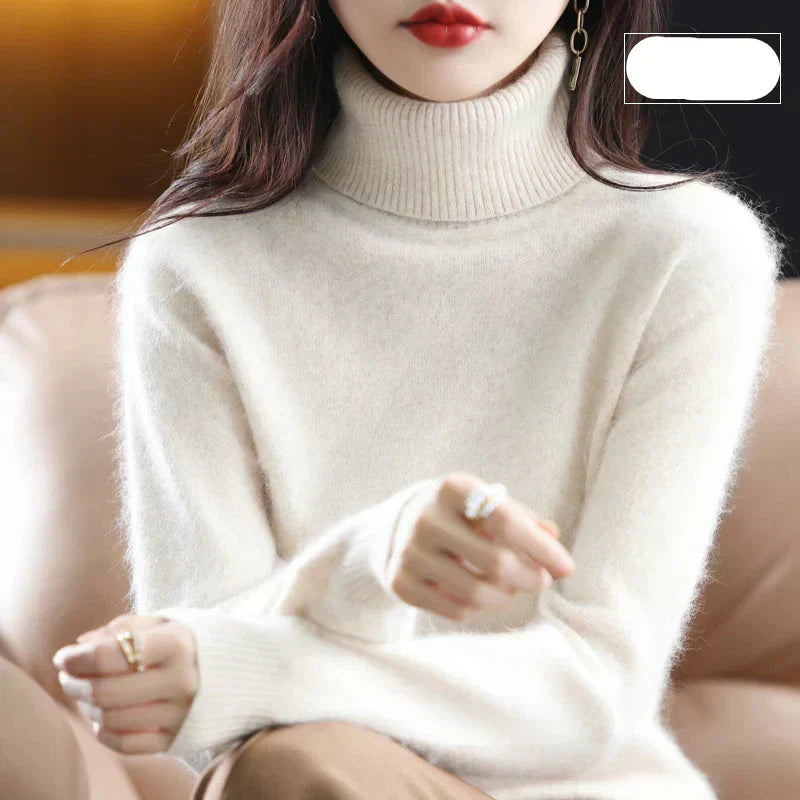 Nyorelle 100% Cashmere High-Neck Sweater for Fall and Winter