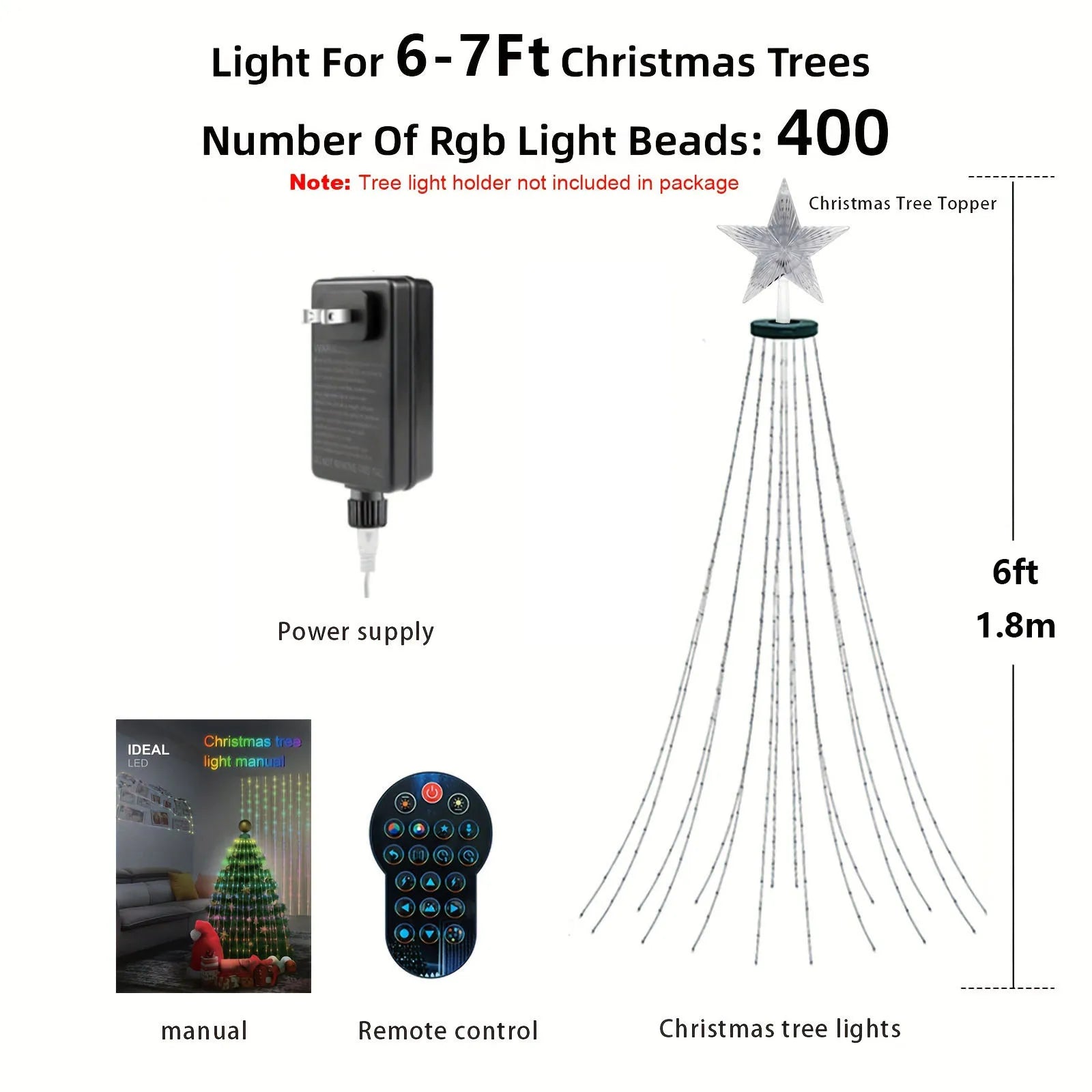 Smart RGB Christmas Tree Lights 400LED App Remote Control Indoor Outdoor Decor
