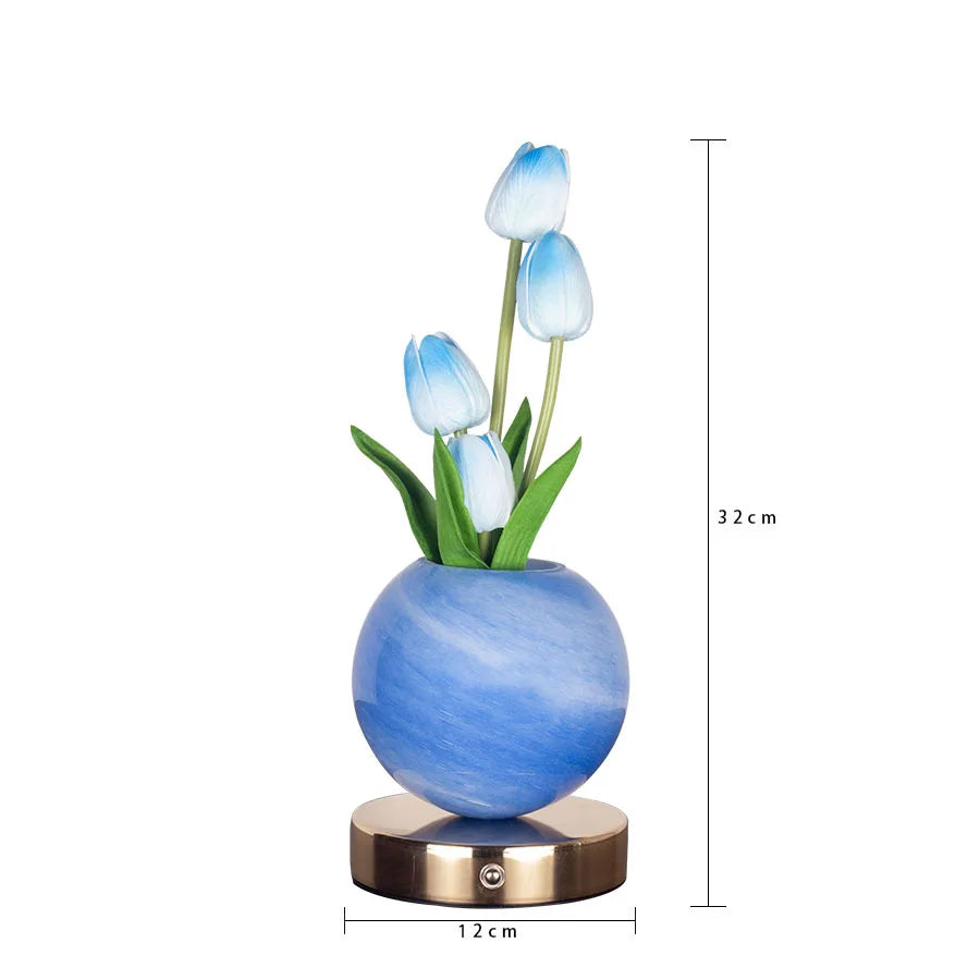 LED Tulipan Natlys Soveværelse Stemningsbordlampe Planet Buket Dekoration