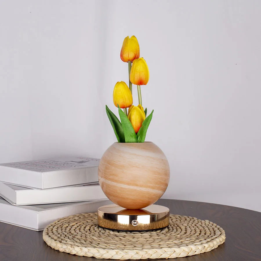 LED Tulipan Natlys Soveværelse Stemningsbordlampe Planet Buket Dekoration