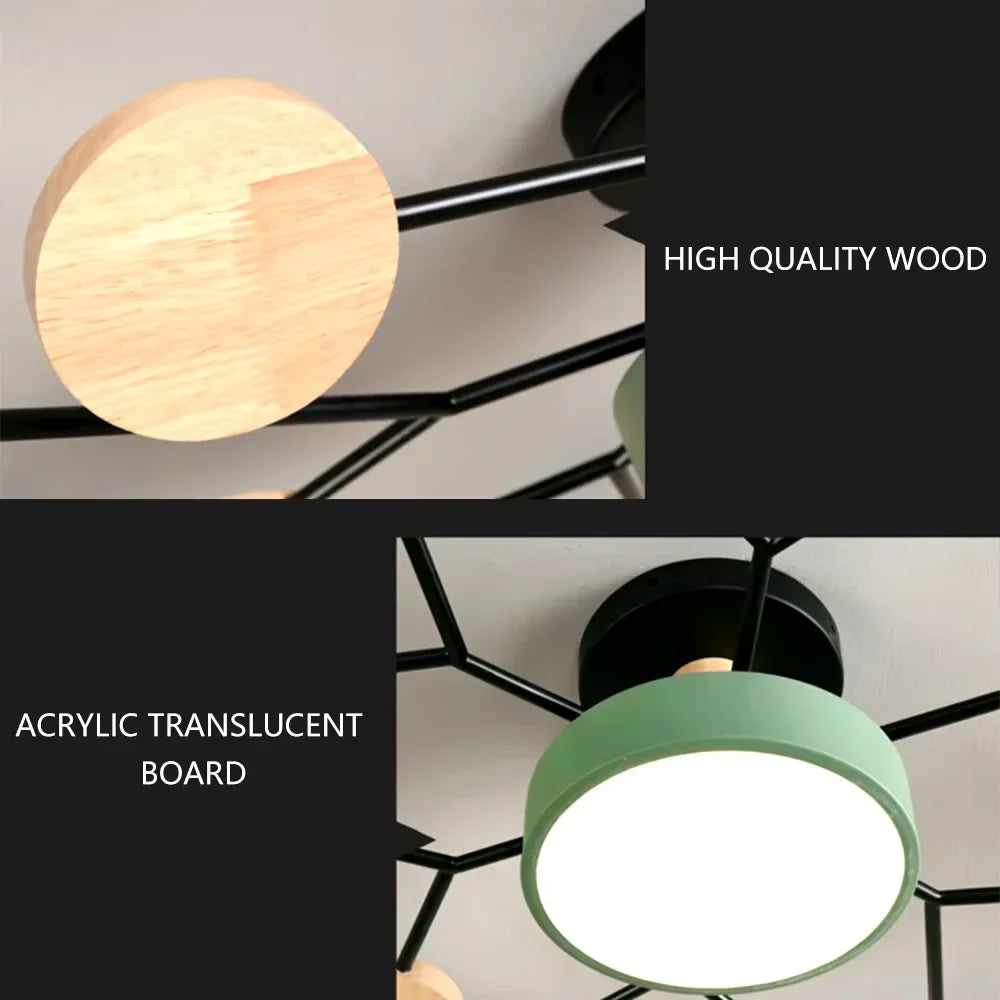 Moderne LED lysekrone 3-farvet loftspendel nordisk lampe til stue og soveværelse