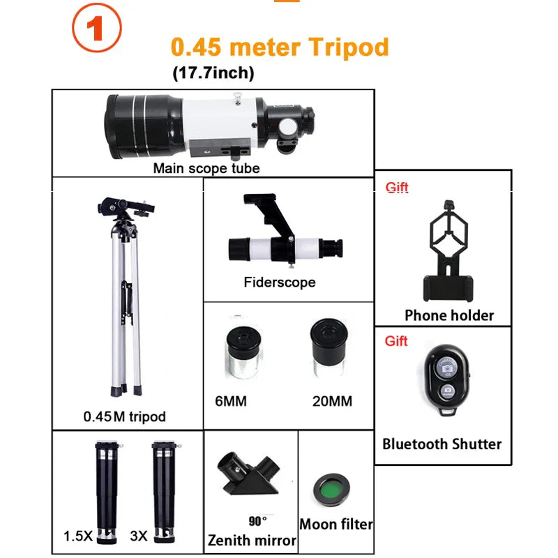 Professionelles astronomisches Teleskop 150X Zoom F30070 HD Mondbeobachtung für Anfänger