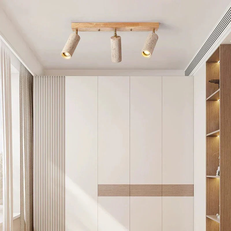 Lampada da soffitto nordica Wabi-Sabi a cilindro in travertino 3 luci