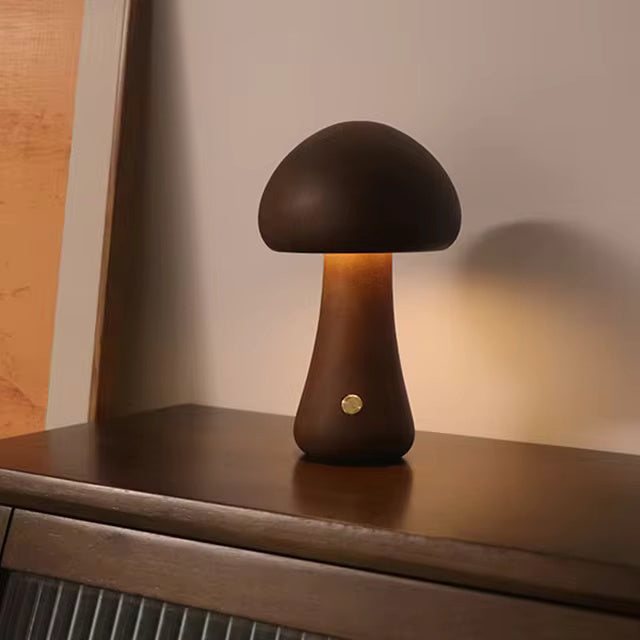 Moderne houten paddenstoel LED-tafellamp, 1-licht