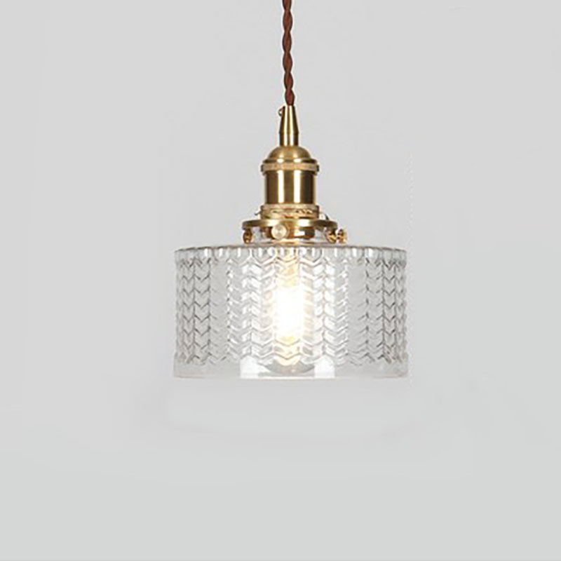 Lampada a sospensione rotonda in ottone e vetro giapponese 1 luce