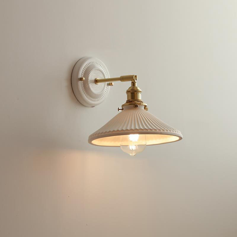 Vintage Japanse keramische messing 1-licht wandlamp