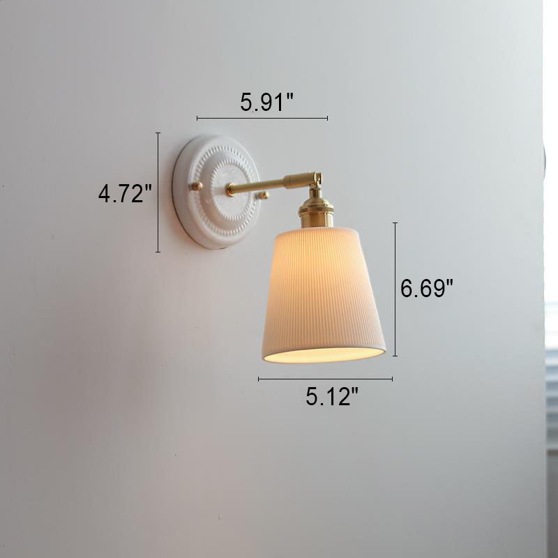 Vintage Japanse keramische messing 1-licht wandlamp