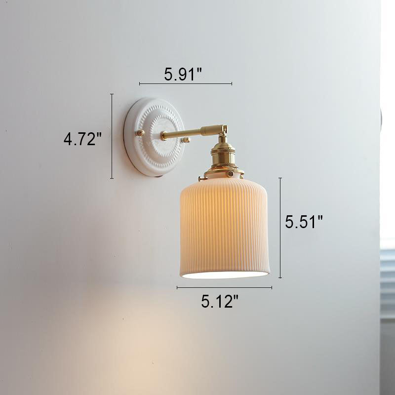 Vintage Japanse keramische messing 1-licht wandlamp