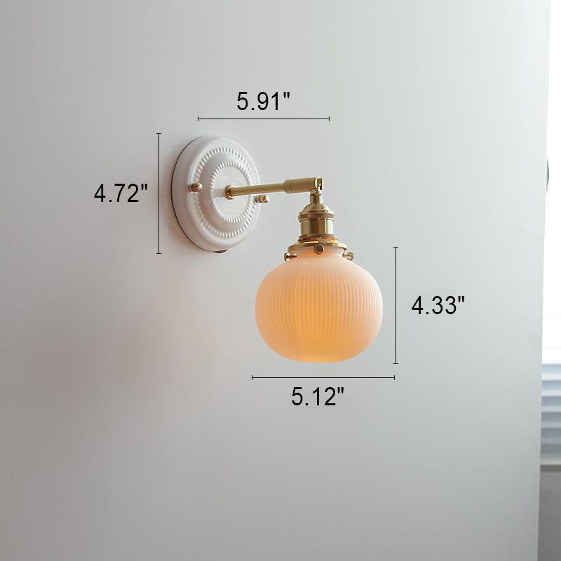 Vintage Japanse keramische messing 1-licht wandlamp