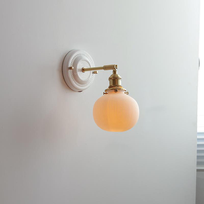 Vintage Japanse keramische messing 1-licht wandlamp