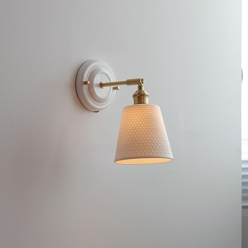 Vintage Japanse keramische messing 1-licht wandlamp