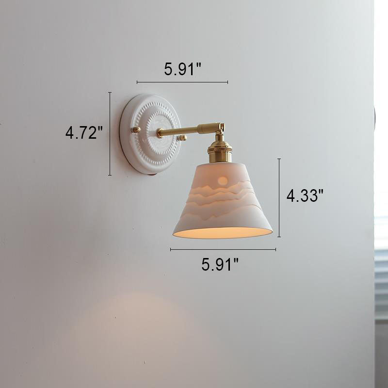 Vintage Japanese Ceramic Brass 1-Light Wall Light