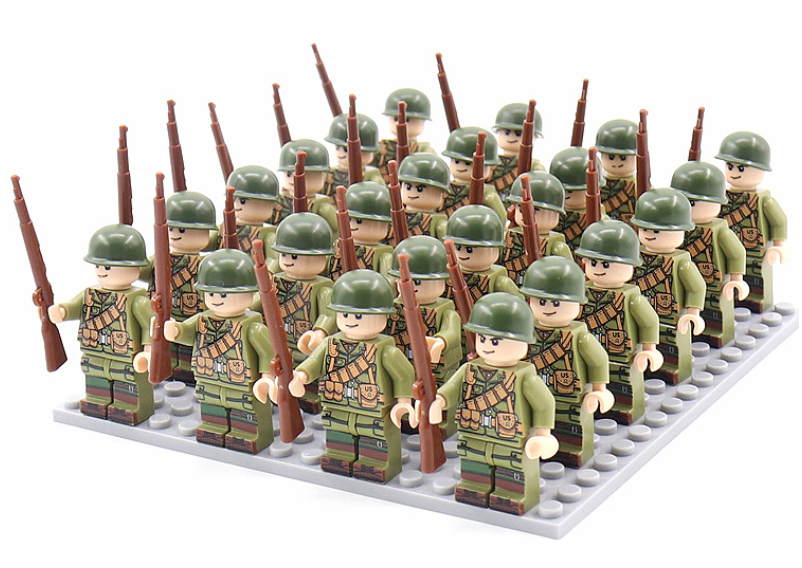 21-teiliges Set WWII Armee Militärbausteine Deutschland Frankreich Italien Japan Großbritannien