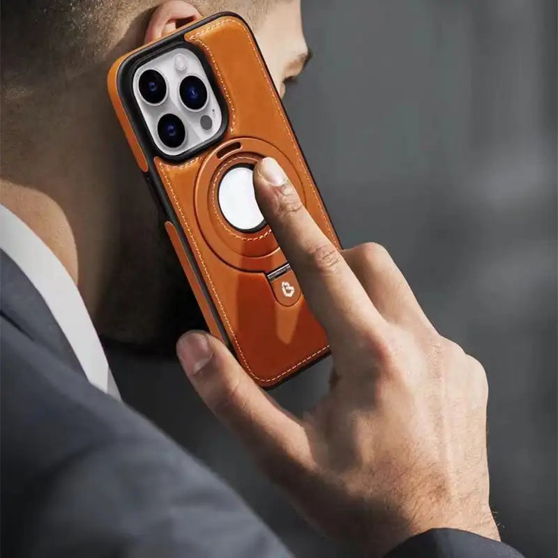 Leather Magnetic iPhone Case | Slim Cover with Ring Holder