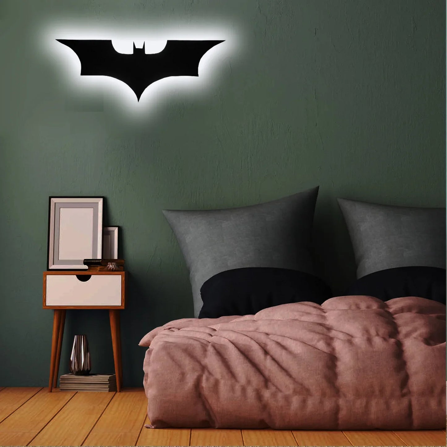 Lampada da parete a forma di ala di pipistrello con luce notturna LED a cambiamento di colore ZK50, luce ambientale da comodino con telecomando