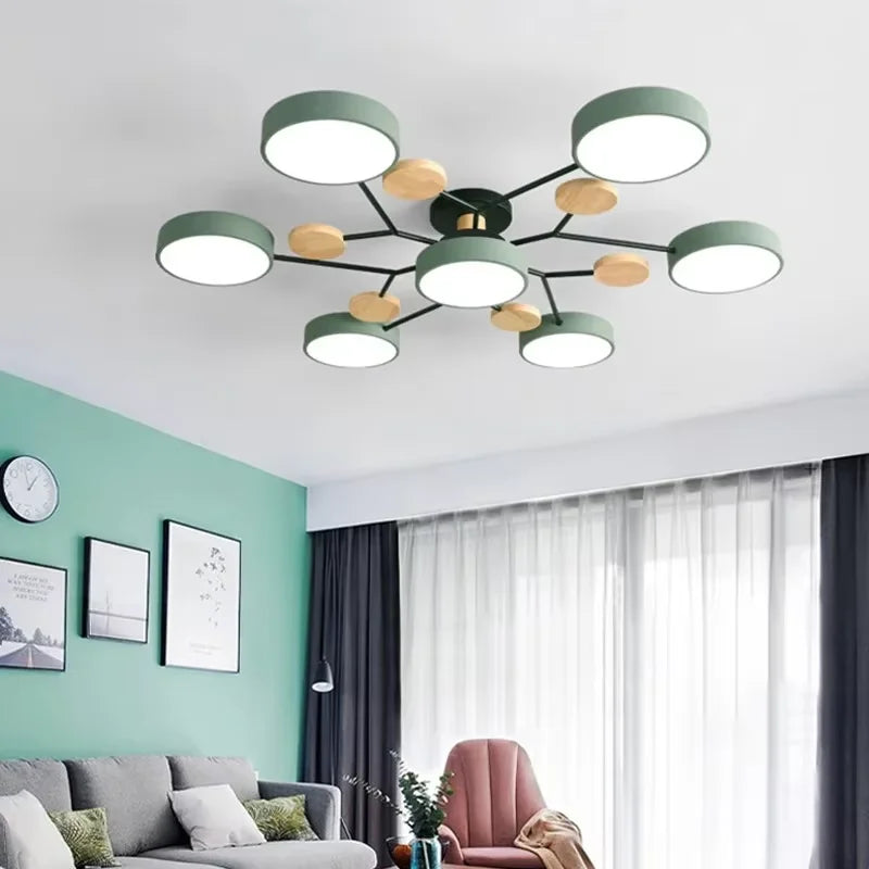 Moderne LED lysekrone 3-farvet loftspendel nordisk lampe til stue og soveværelse