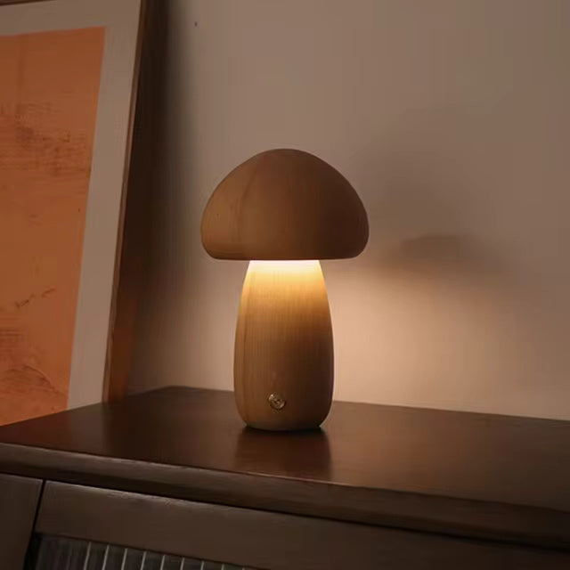 Moderne houten paddenstoel LED-tafellamp, 1-licht