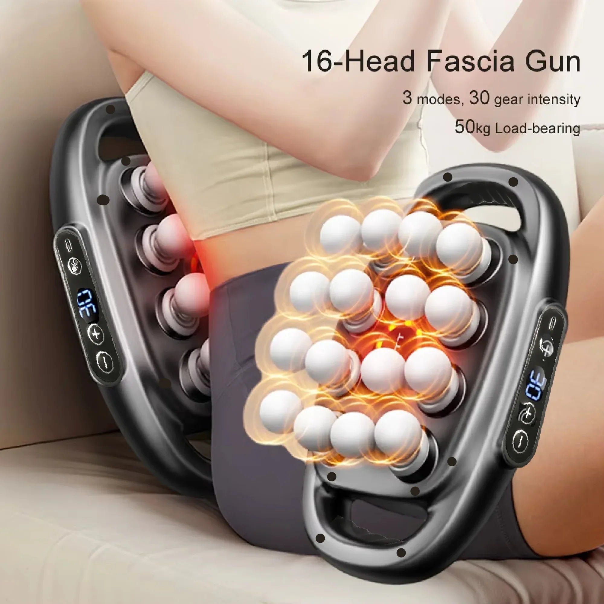 16-Head Deep Tissue Massage Gun Set Electric Muscle Massager for Back Shoulders Legs