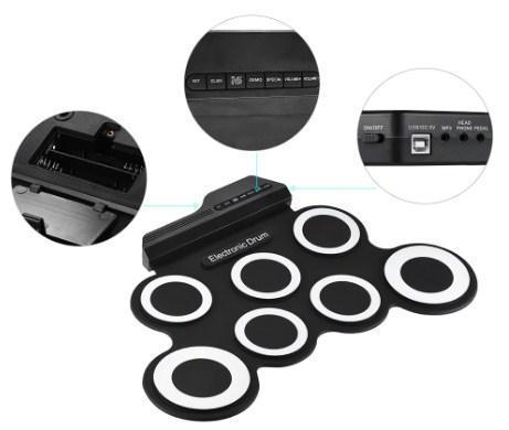 Set Portatile di Tamburo Elettronico Arrotolabile