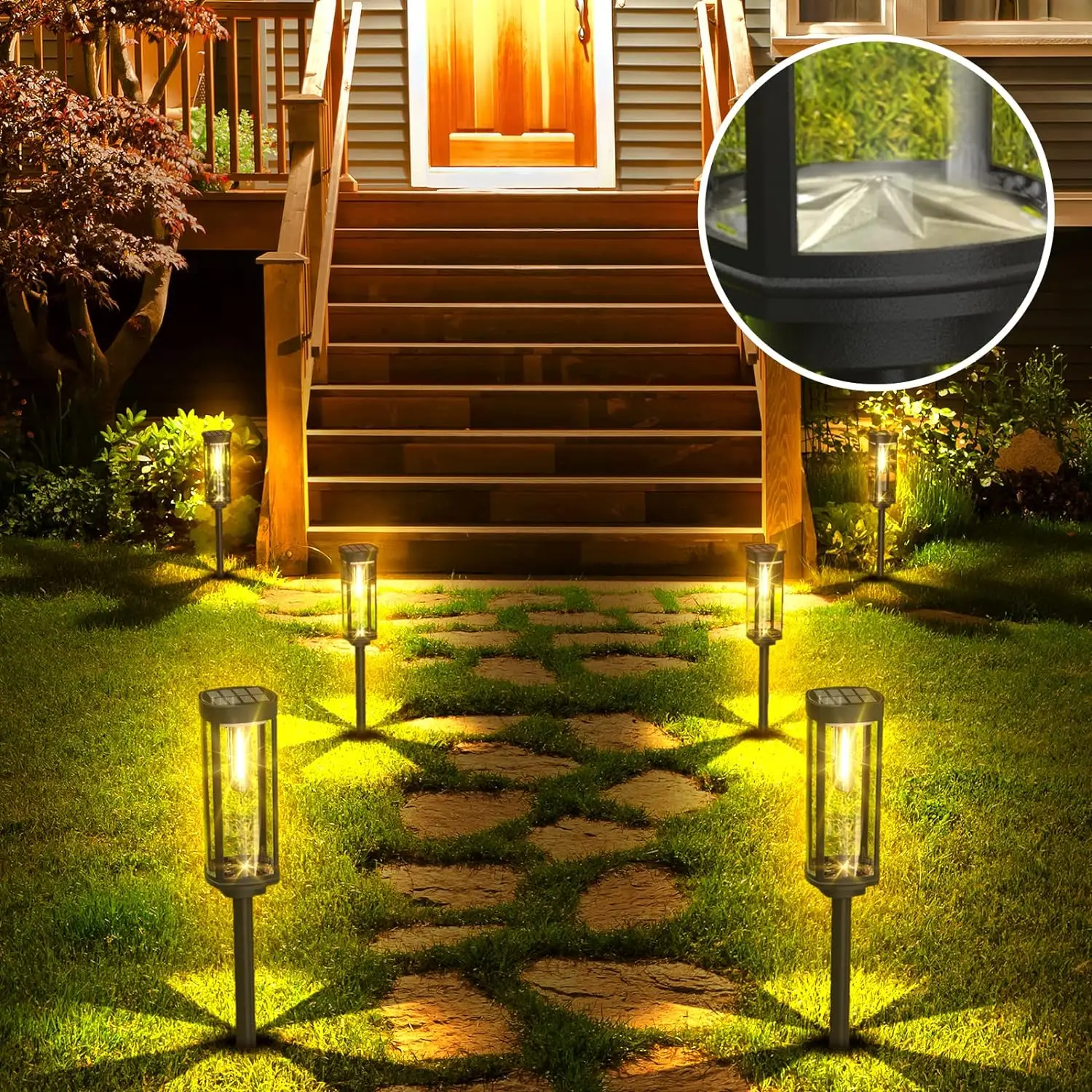 Linterna solar rectangular moderna para jardín 1 luz