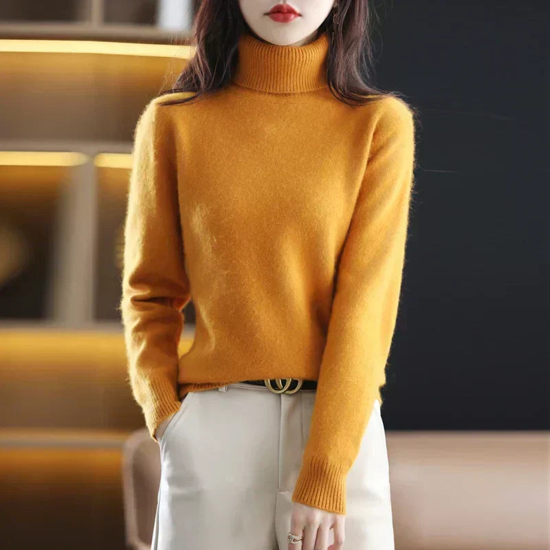 Suéter de cuello alto Nyorelle 100% cachemira para otoño e invierno