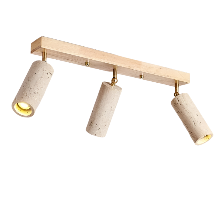 Lampada da soffitto nordica Wabi-Sabi a cilindro in travertino 3 luci