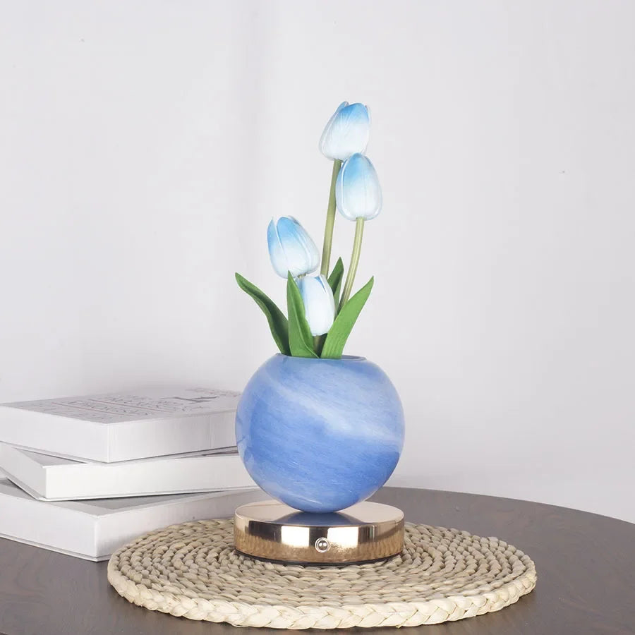 LED Tulipan Natlys Soveværelse Stemningsbordlampe Planet Buket Dekoration