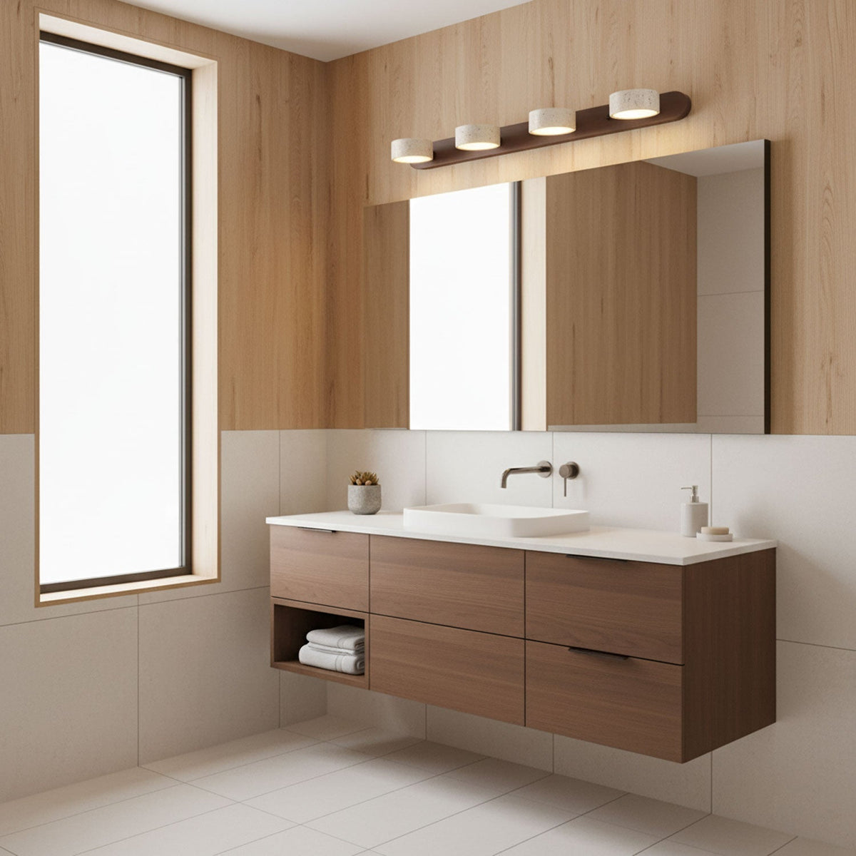Aplique de pared moderno de travertino redondo con LED 1 luz